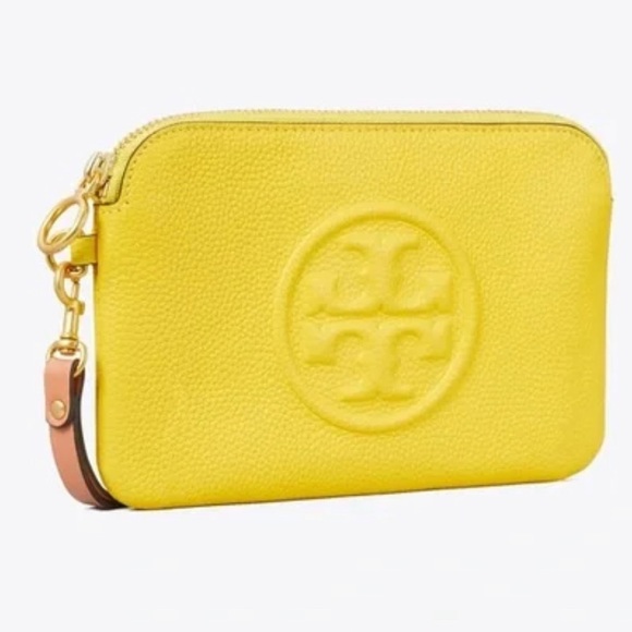 Tory Burch Perry Bombe Color Block Wristlet Purse/Bag Yellow/Green WITH GIFT BAG - Picture 2 of 5